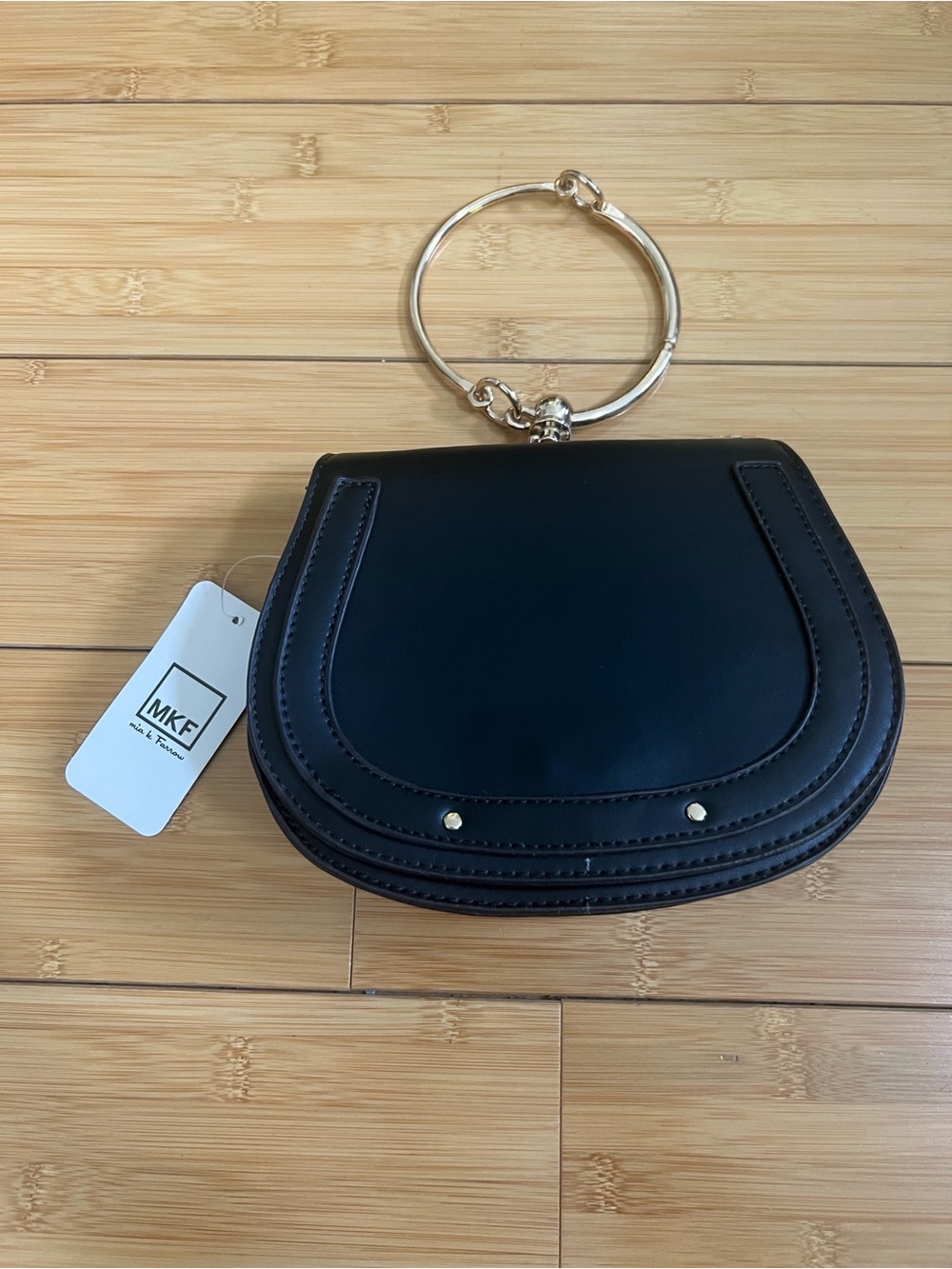 MKF Mia K Farrow Black Ring Handle Crossbody Bag Nile Bracelet Dupe Purse New